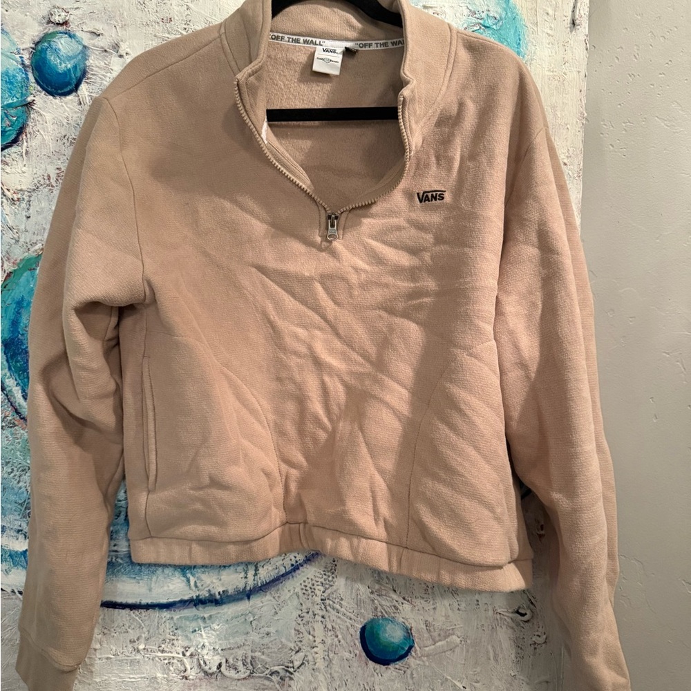 Vans Women's Beige Fleece Pullover crop